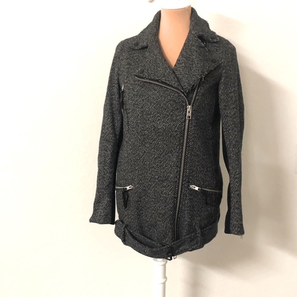 All Saints Wool Blend Belted Jacket Size 4
